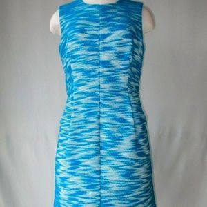 Milly Coco blue Tweed coctail sneath classic midi dress sleeveless size 14